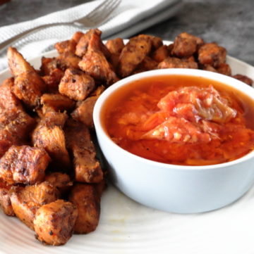 Roasted Sweet Potato Bites and tomato Garlic oil Dip recipe vegan gf