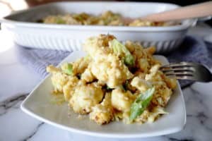 Creamy cheese cauliflower baked casserole recipe vegan gluten free