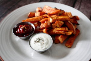 Maple Sweet Potato Fries with Garlic Allioli Recipe